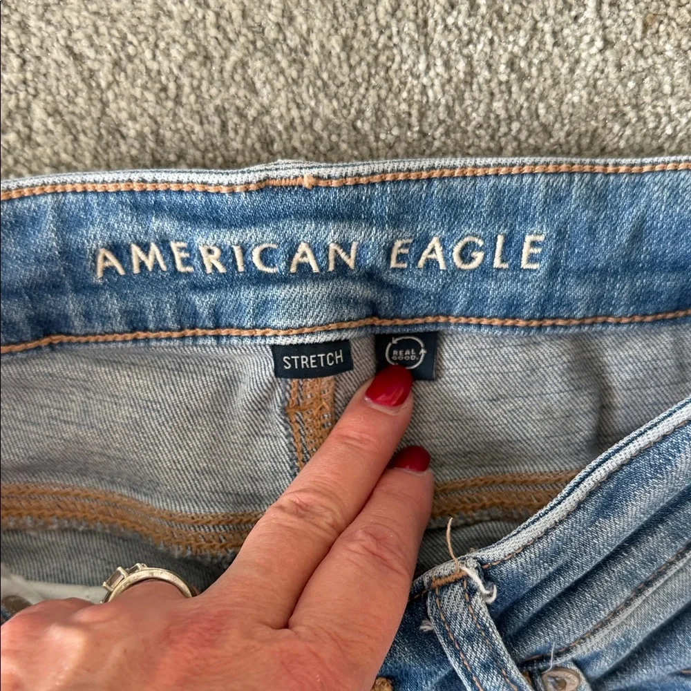 American Eagle Outfitters Light Blue Distressed Flare Jeans - Picture 2 of 6